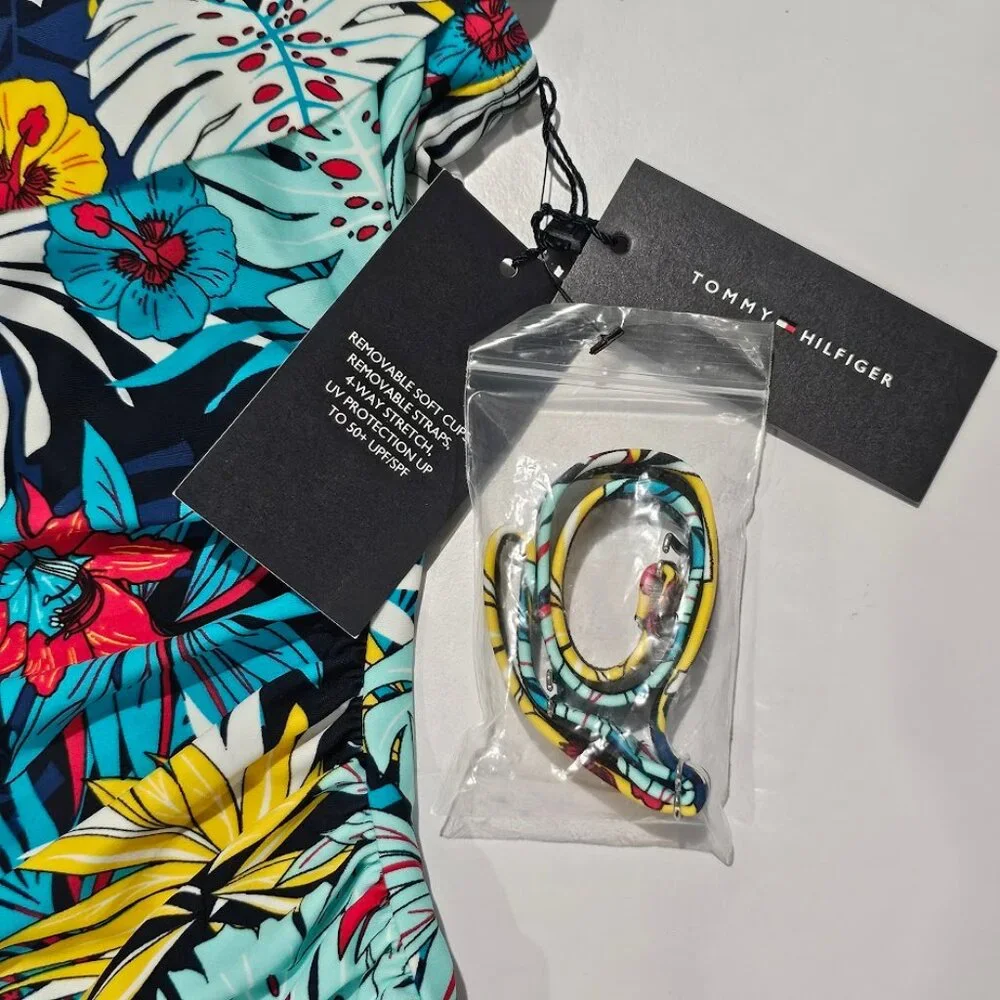 Tommy Hilfiger Printed Off-the-Shoulder Flounce Tankini Top - Picture 6 of 9